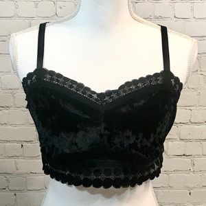 Aerie bralette velvet & lace black size XL